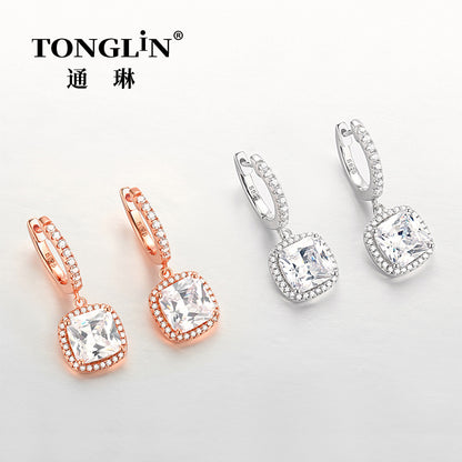 Tonglin Stylish Silver cz Hoop And Drop Earrings For Women