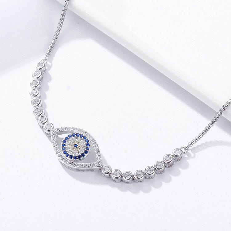 Tonglin Sterling Silver Evil Eye Bracelet With Cubic Zirconia