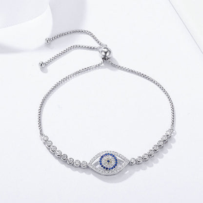 Tonglin Sterling Silver Evil Eye Bracelet With Cubic Zirconia