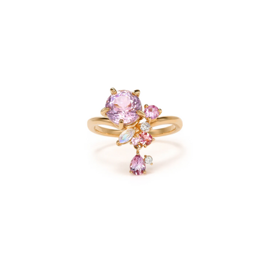 Tonglin 18K Gold Pink Gemstone Cluster Ring with Sparkling Accents – Wholesale Jewelry