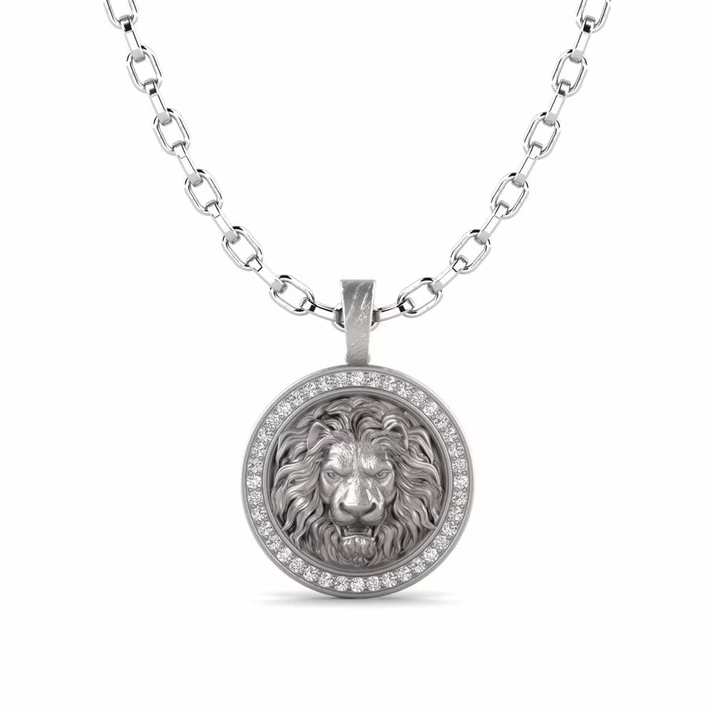 Tonglin 18K Gold Lion Head Round Pendant for Men | Symbol of Power and Prestige